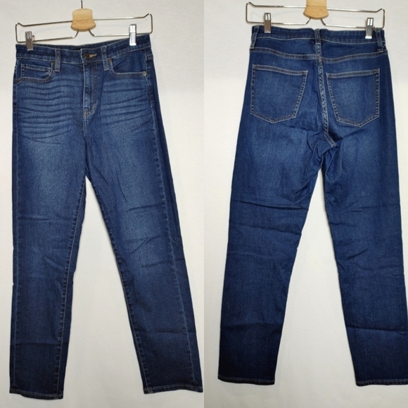 Uniqlo Jeans Skinny Straight High‎ Rise Medium Dark Wash Cotton Spandex 26 - Picture 1 of 8